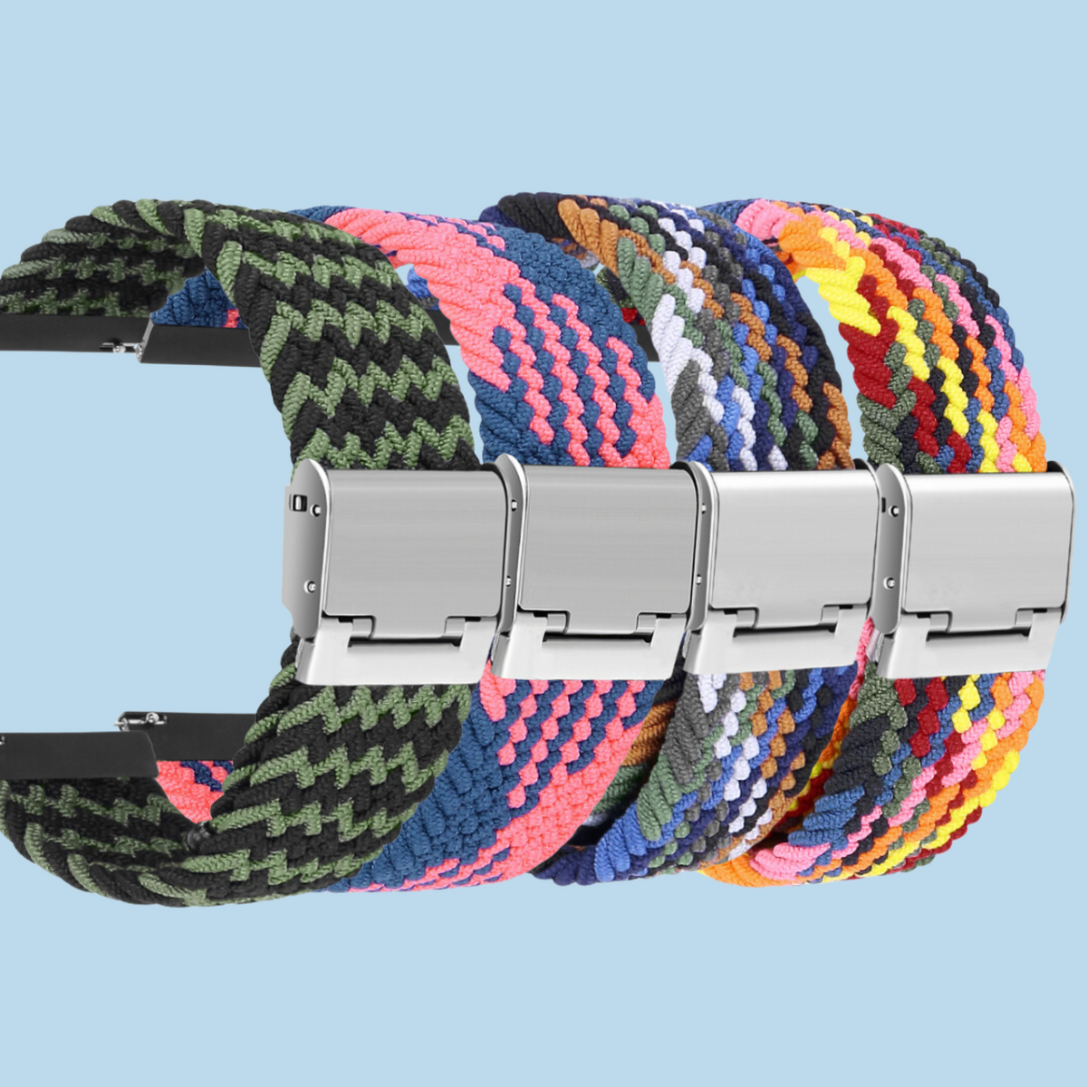 Cinturino per orologio colorato in nylon intrecciato con base blu
