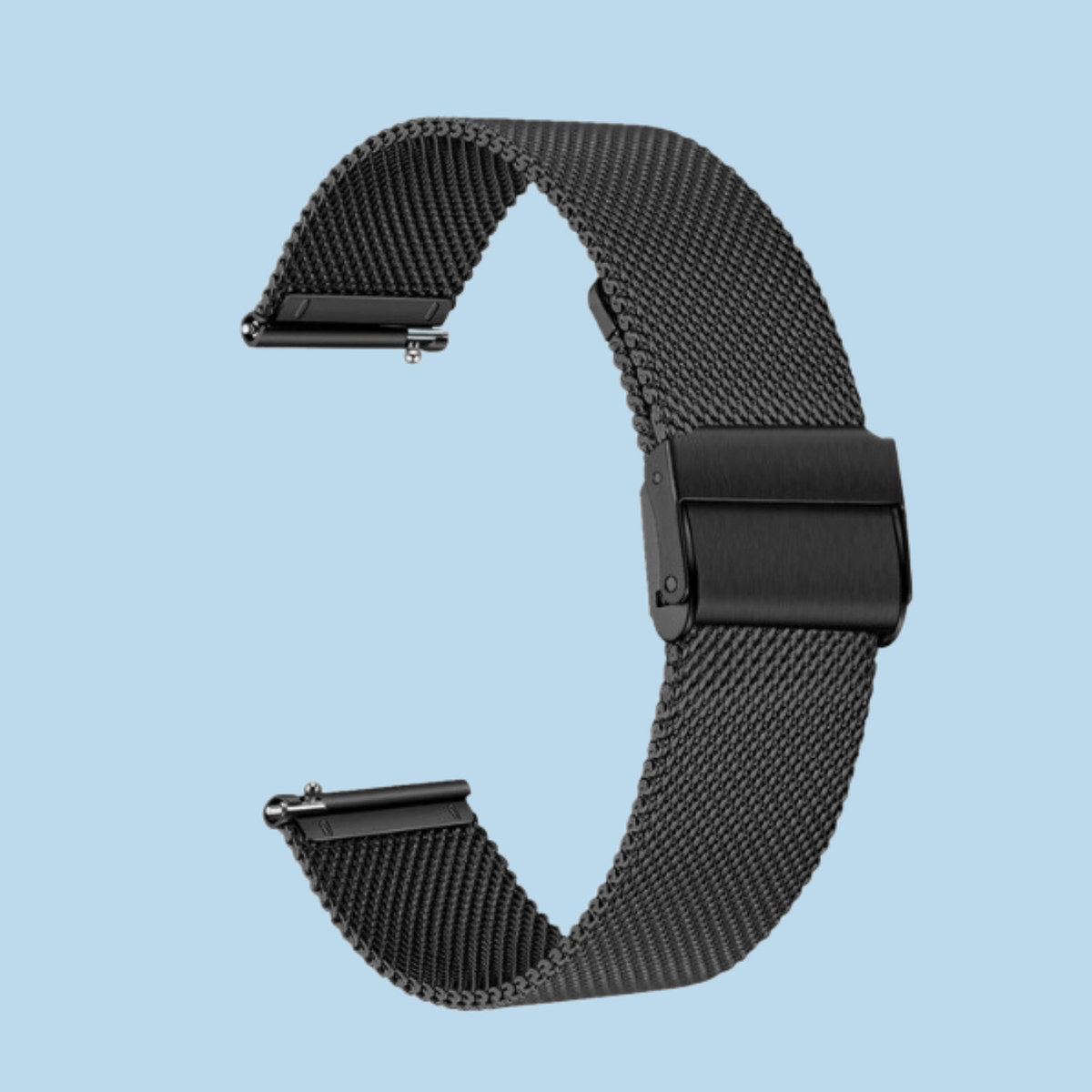 Cinturino a maglia milanese nero con anello
