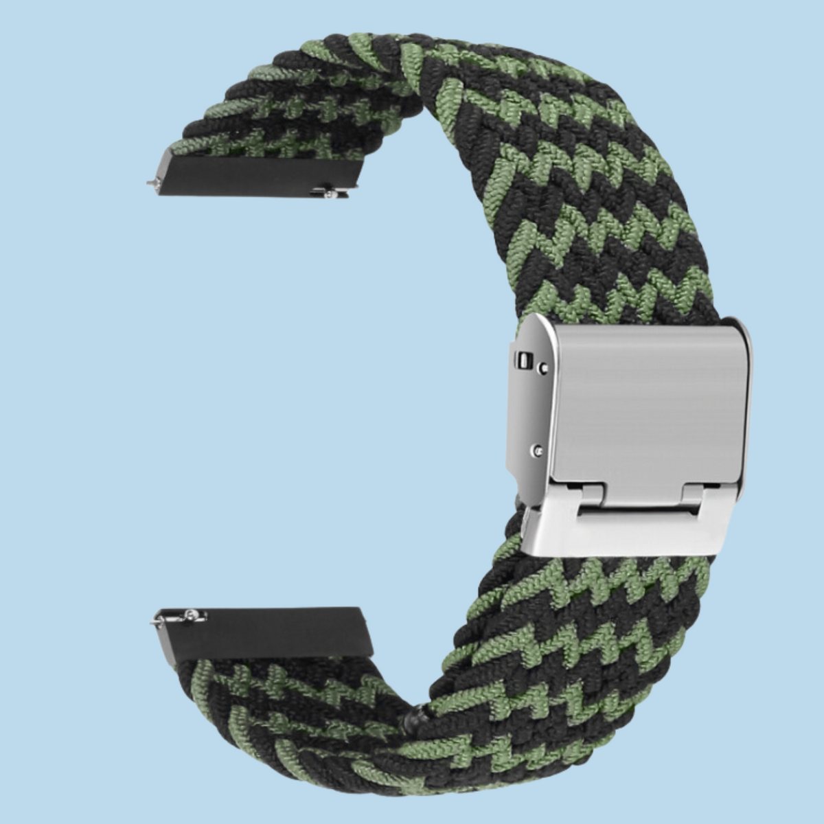 Cinturino per orologio in nylon intrecciato nero e verde
