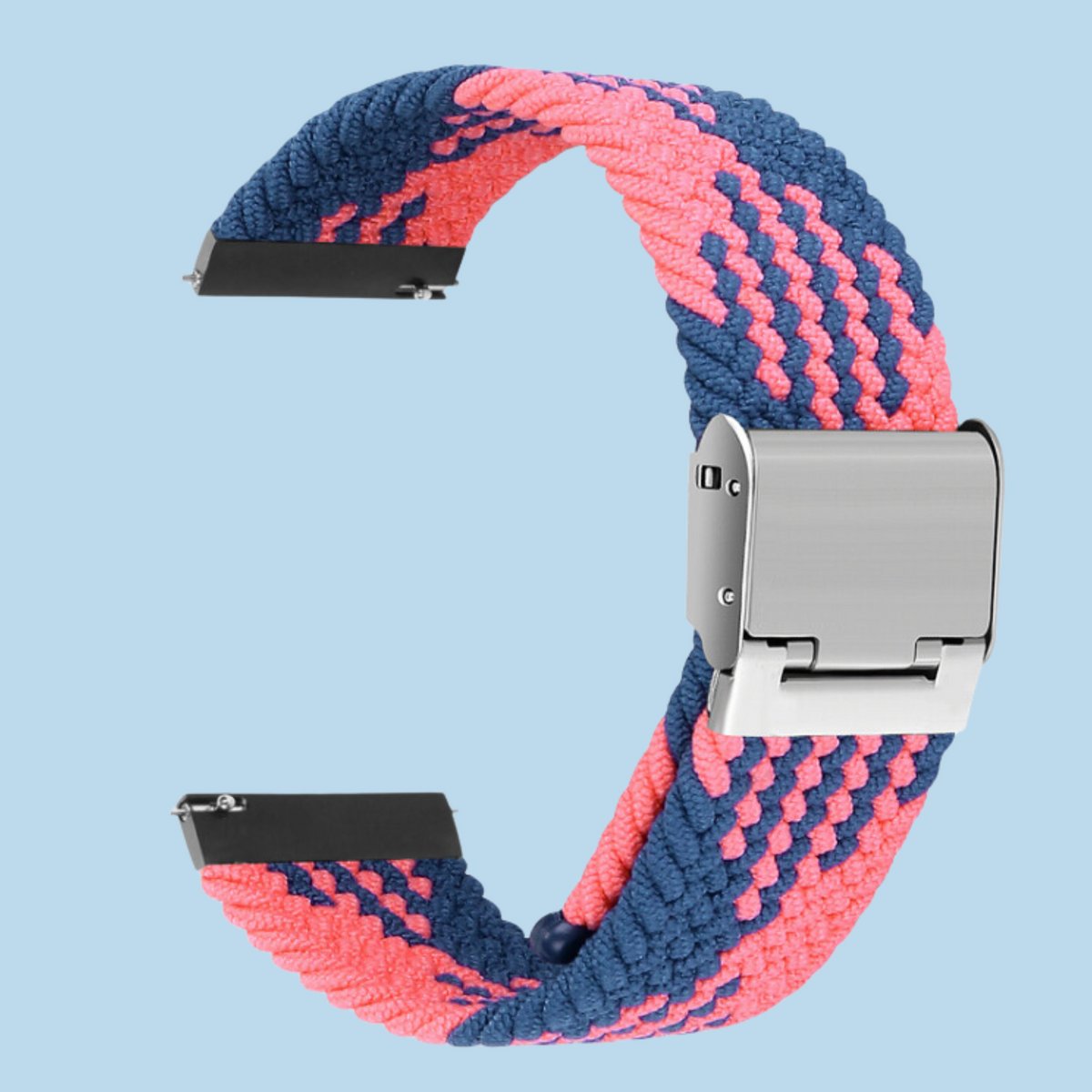 Cinturino per orologio in nylon intrecciato rosa e blu